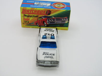 Matchbox Superfast 59B Mercury Police Car Metro Police DK Blue Windows Silver Base