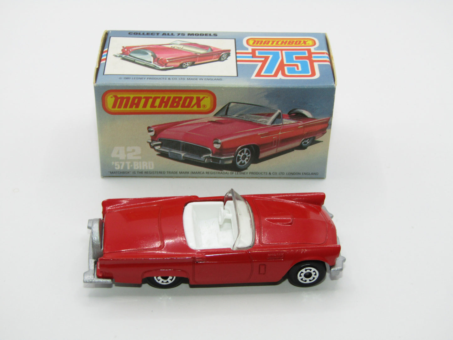 Matchbox Superfast 42D Ford Thunderbird Clear Windows, Silver Base
