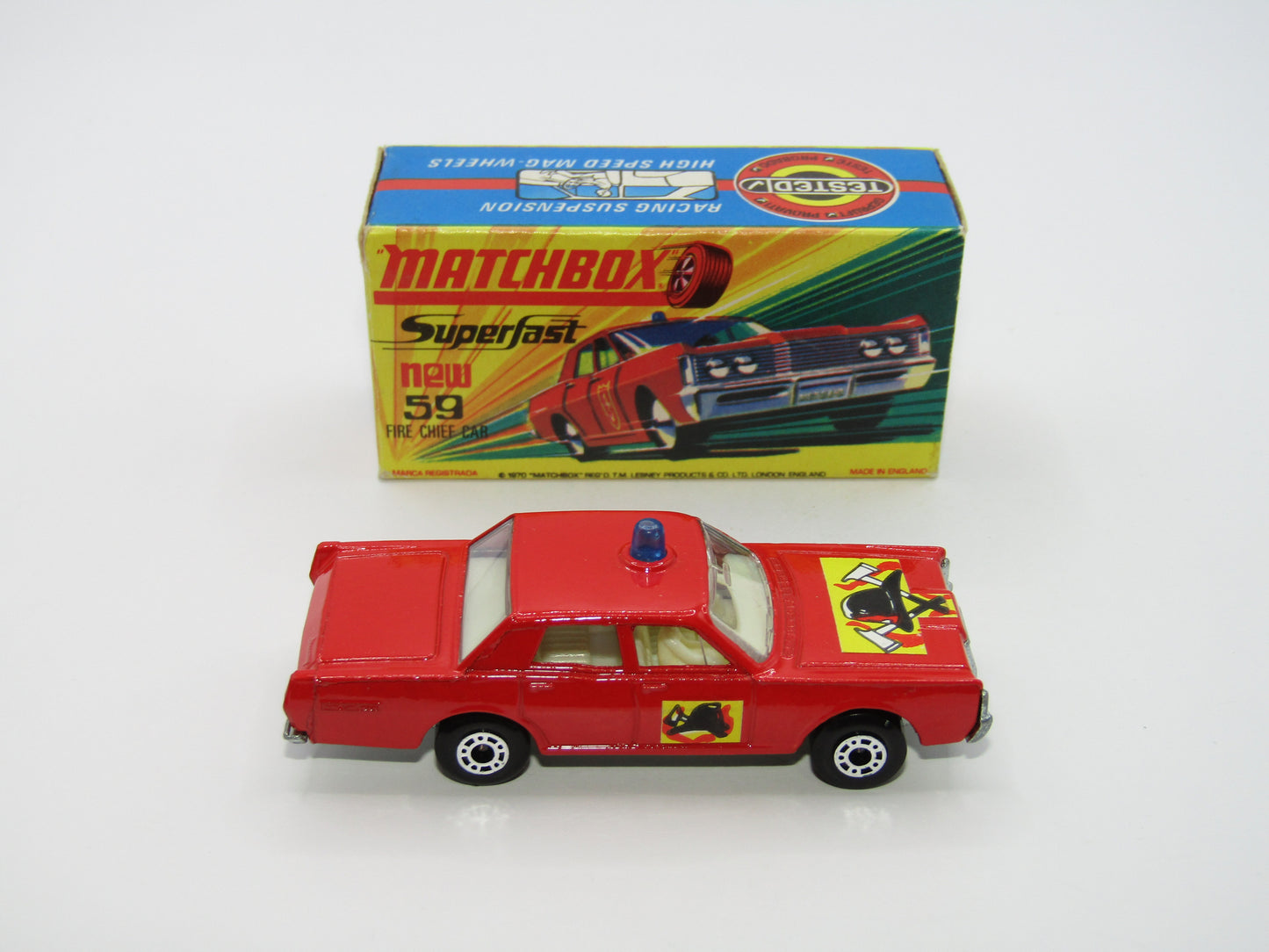Matchbox Superfast 59B Mercury Fire Chief Car HELMET&AXES DOT DASH Wheels