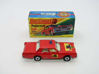 Matchbox Superfast 59B Mercury Fire Chief Car HELMET&AXES DOT DASH Wheels