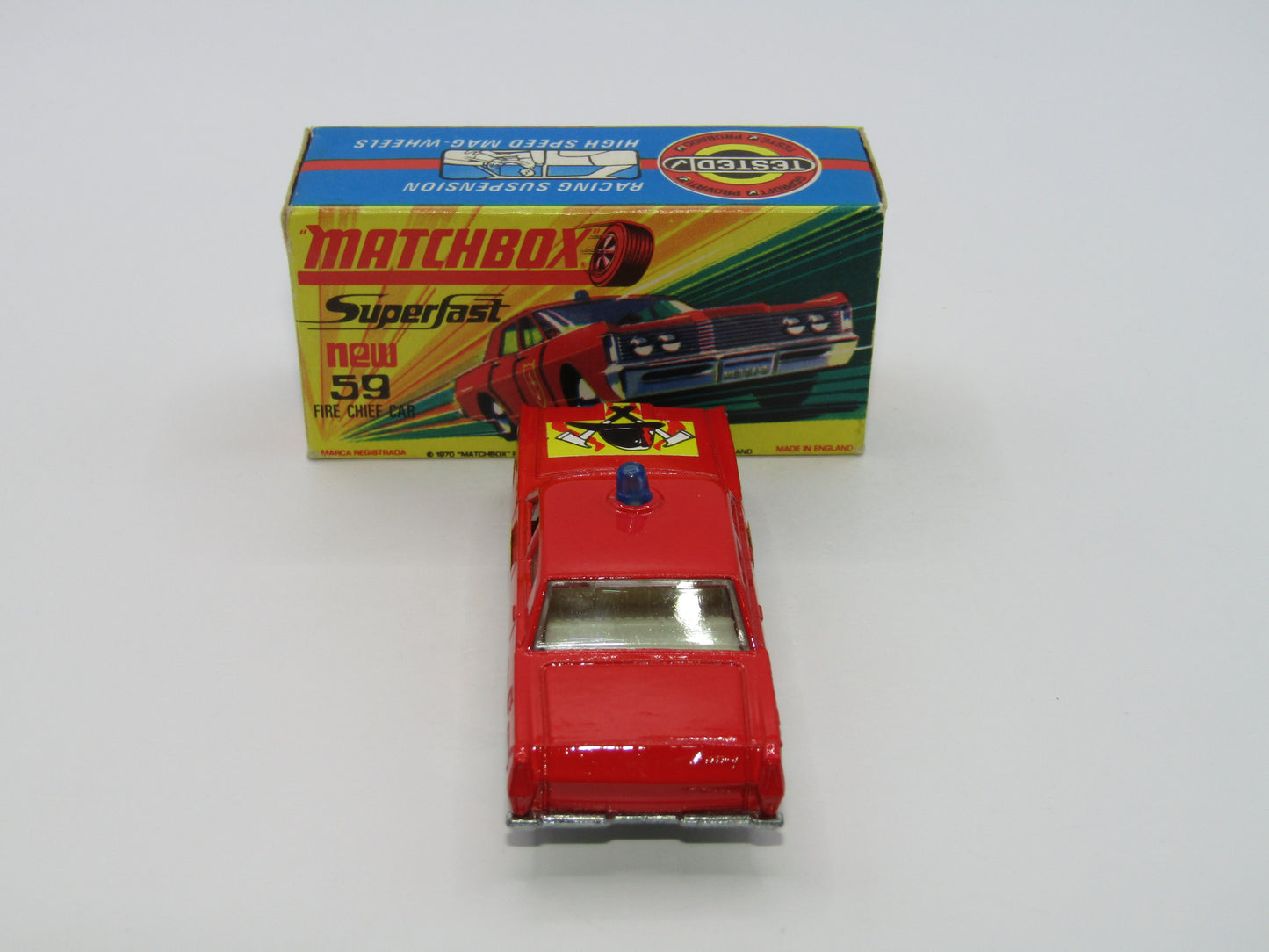 Matchbox Superfast 59B Mercury Fire Chief Car HELMET&AXES DOT DASH Wheels