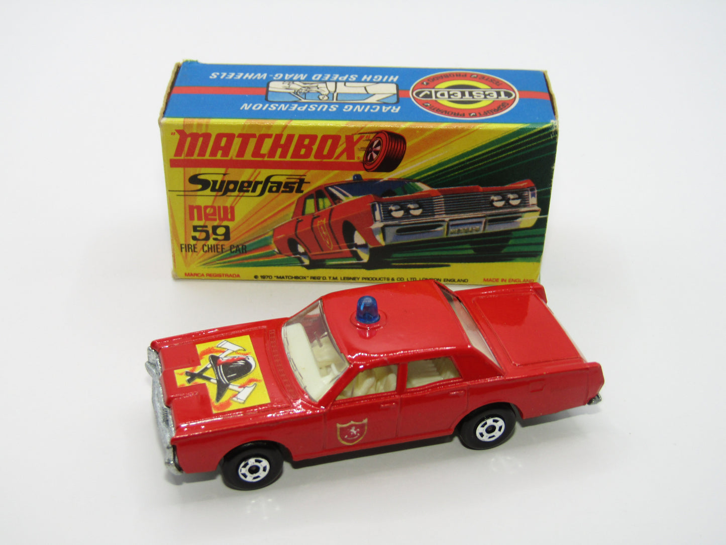 Matchbox Superfast 59B Mercury Fire Chief Car HELMET Bonnet & Shield Labels