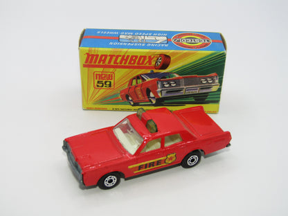 Matchbox Superfast 59B Mercury Fire Chief Car GREEN Roof Lights FIRE Label