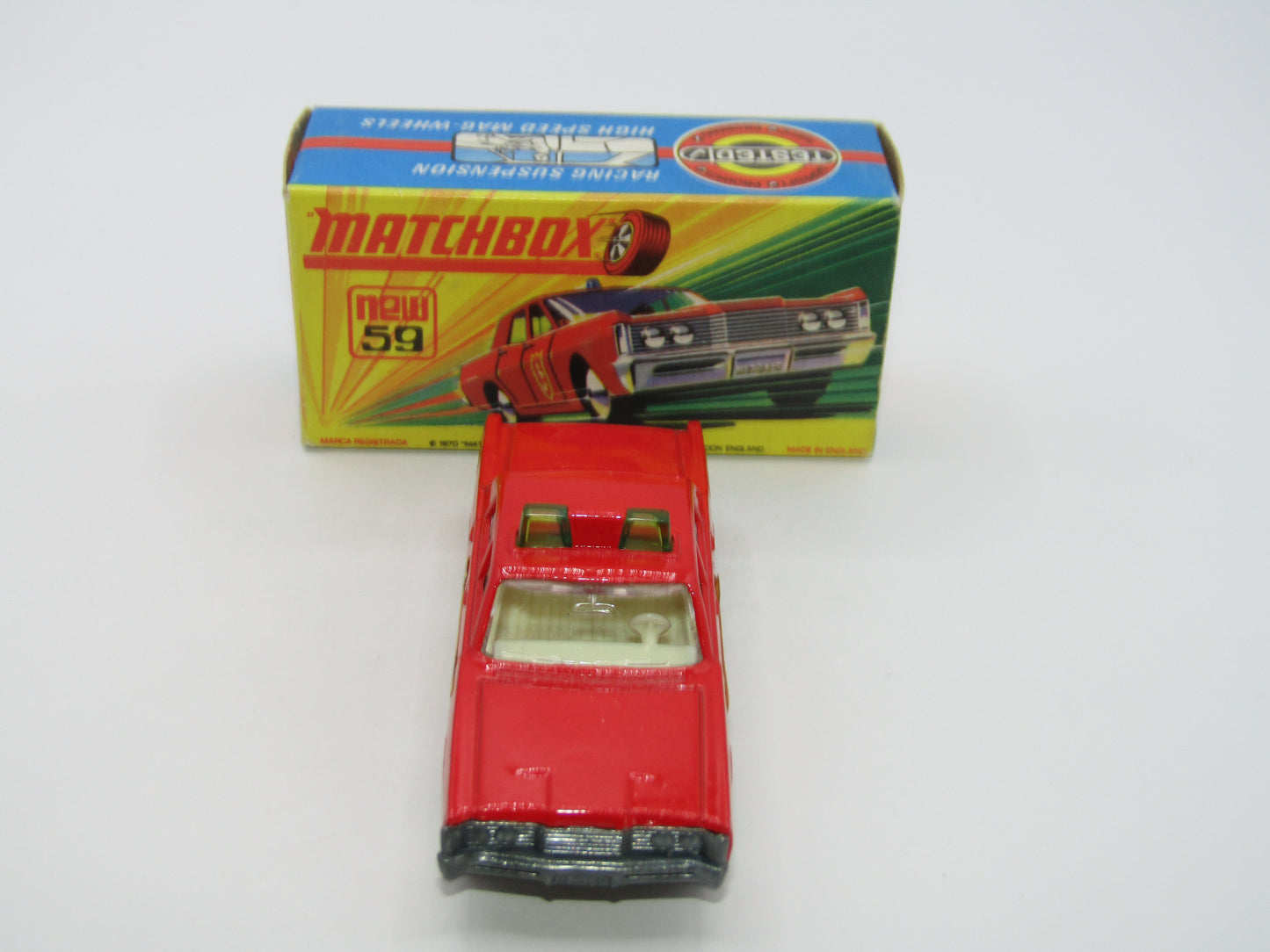 Matchbox Superfast 59B Mercury Fire Chief Car GREEN Roof Lights FIRE Label