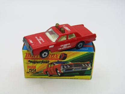 Matchbox Superfast 59B Mercury Fire Chief Car GREEN Roof Lights CODE RED LACFD