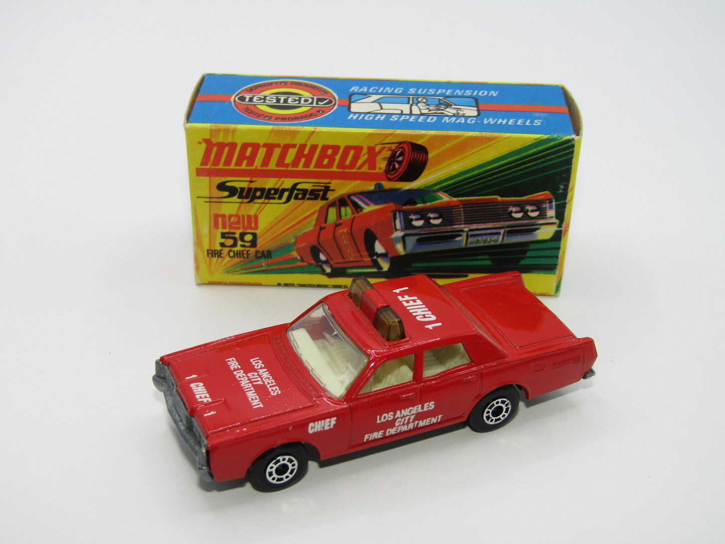 Matchbox Superfast 59B Mercury Fire Chief Car GREEN Roof Lights CODE RED LACFD