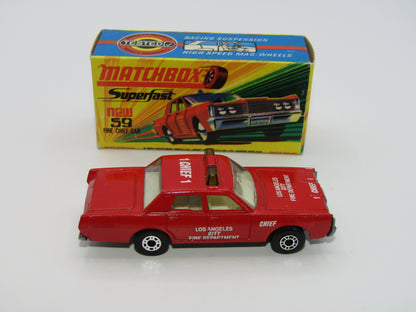 Matchbox Superfast 59B Mercury Fire Chief Car GREEN Roof Lights CODE RED LACFD
