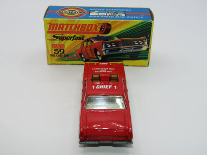Matchbox Superfast 59B Mercury Fire Chief Car GREEN Roof Lights CODE RED LACFD