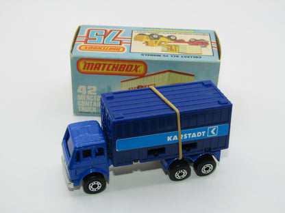 Matchbox Superfast 42C Mercedes Container Truck BLUE Kardstadt Labels