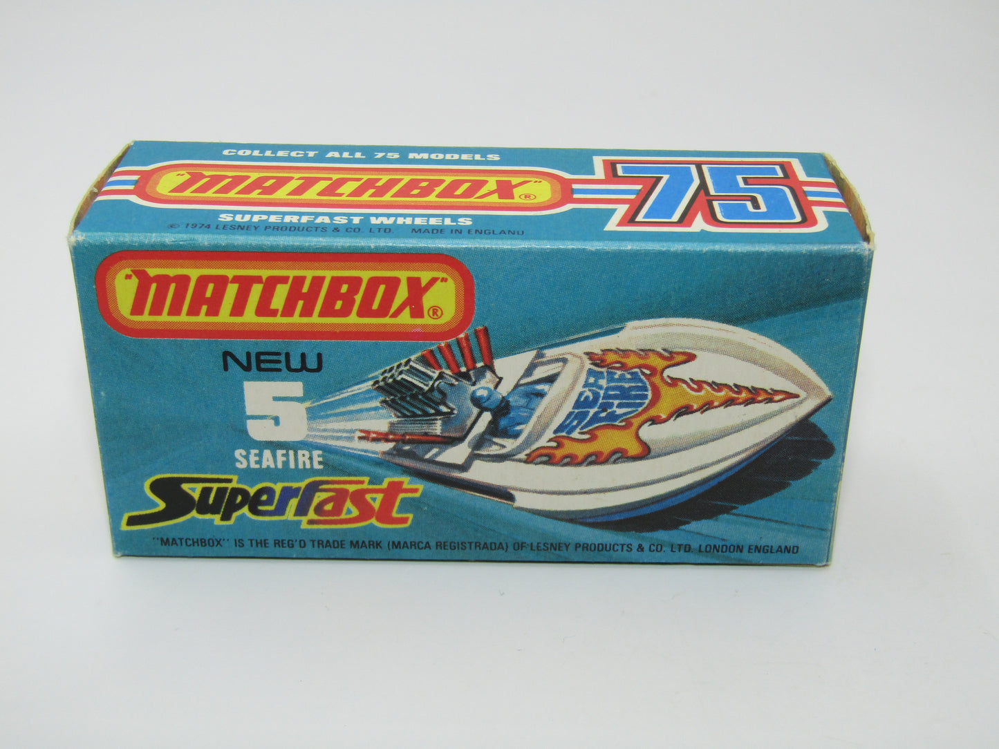 Matchbox Superfast 5B Seafire Boat White, Blue Driver TURQUOISE Base