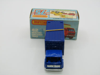 Matchbox Superfast 42C Mercedes Container Truck BLUE Kardstadt Labels
