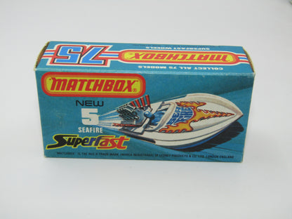 Matchbox Superfast 5B Seafire Boat White, Blue Driver TURQUOISE Base