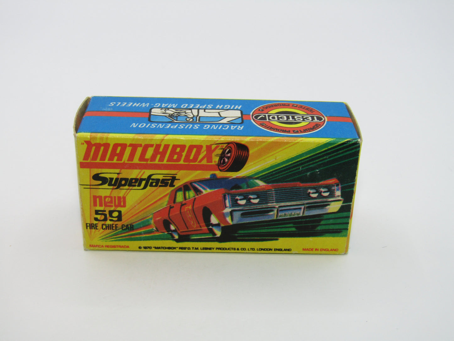 Matchbox Superfast 59B Mercury Fire Chief Car GREEN Roof Lights CODE RED LACFD