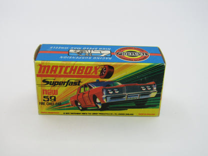 Matchbox Superfast 59B Mercury Fire Chief Car GREEN Roof Lights CODE RED LACFD
