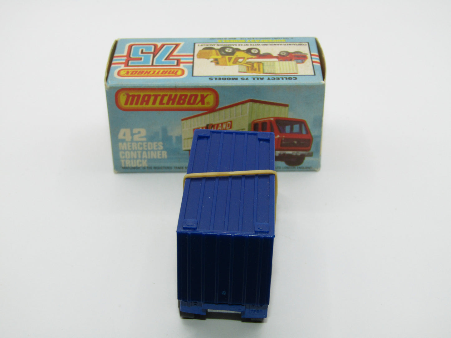 Matchbox Superfast 42C Mercedes Container Truck BLUE Kardstadt Labels