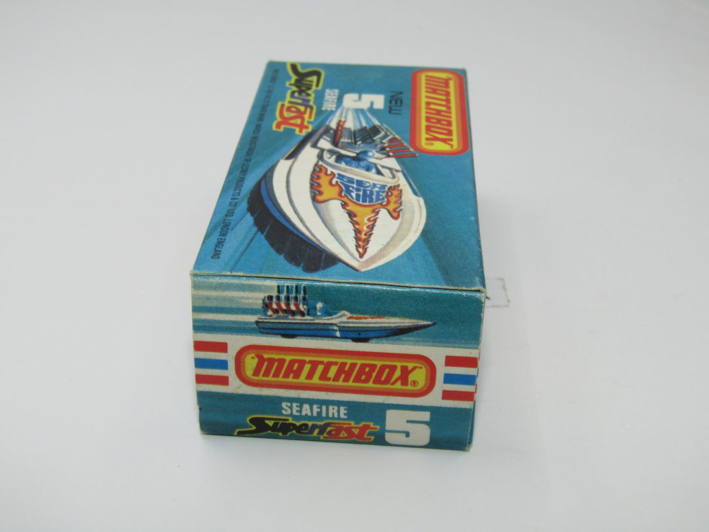 Matchbox Superfast 5B Seafire Boat White, Blue Driver TURQUOISE Base