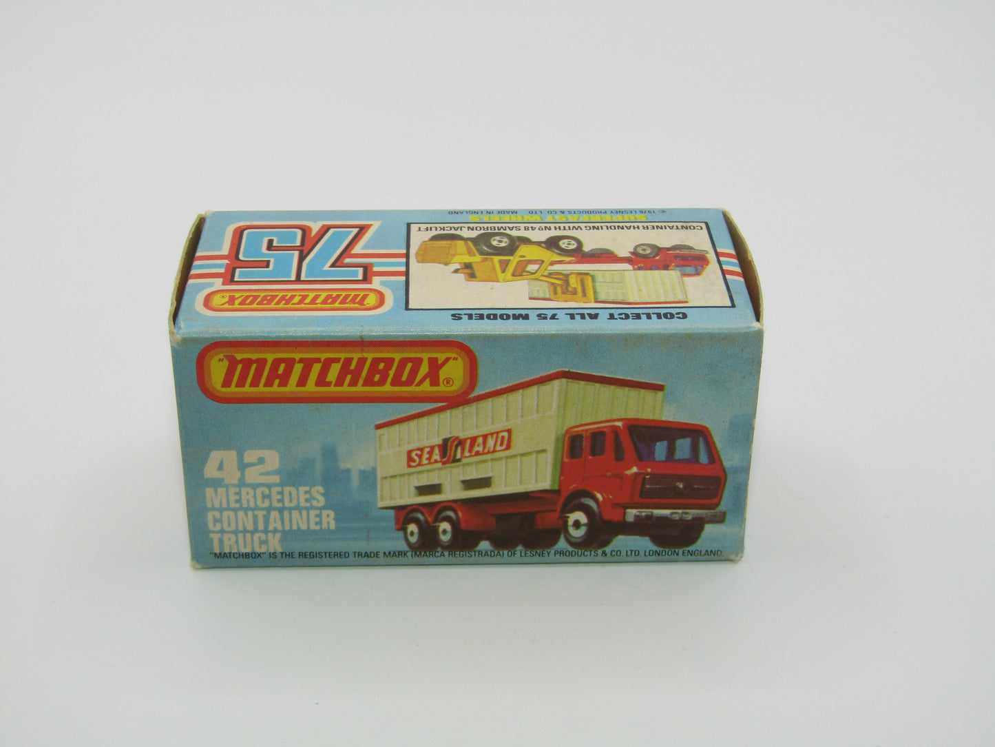 Matchbox Superfast 42C Mercedes Container Truck BLUE Kardstadt Labels