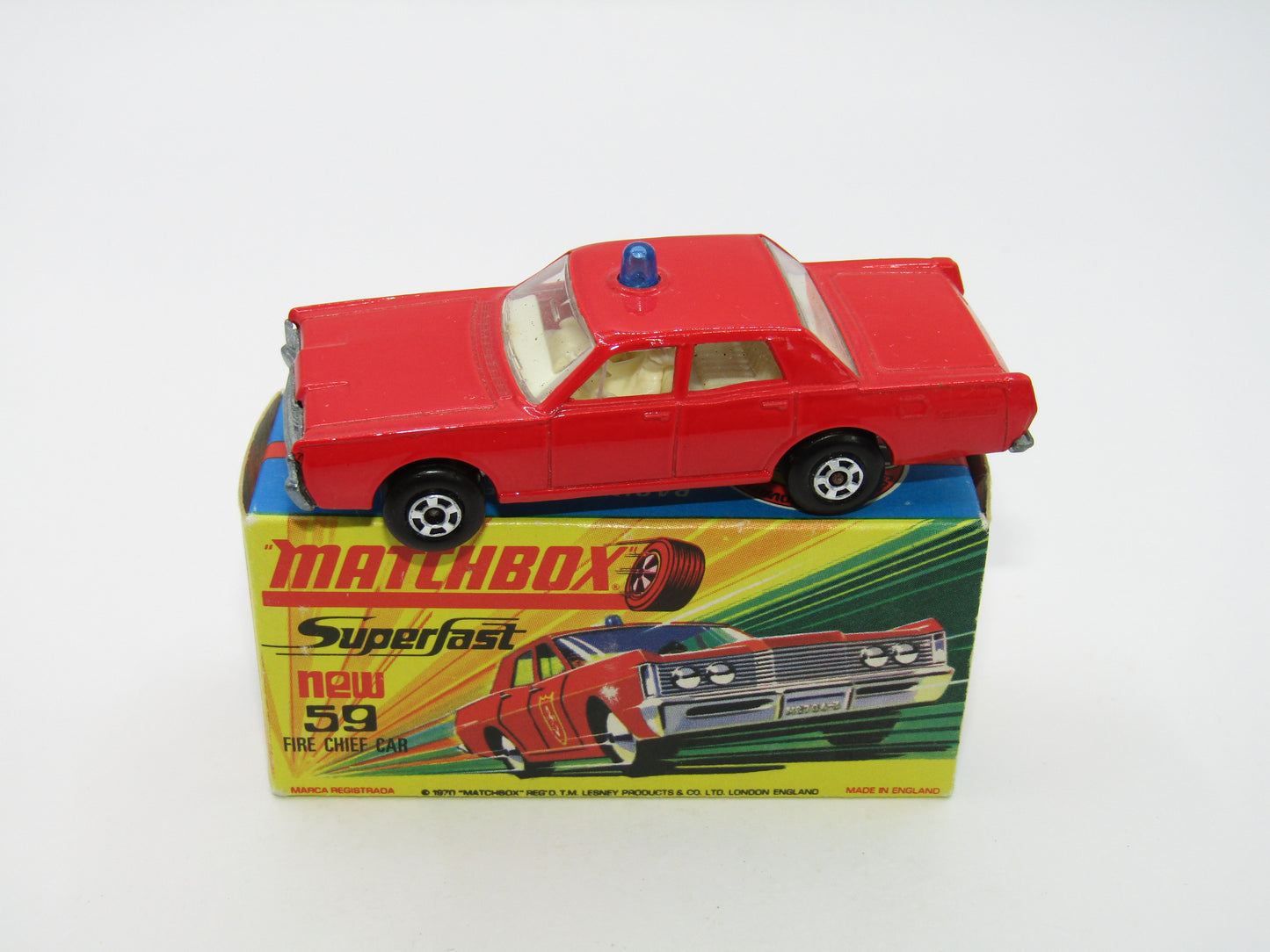 Matchbox Superfast 59B Mercury Fire Chief Car NO LABELS - 5 Spoke Wheels