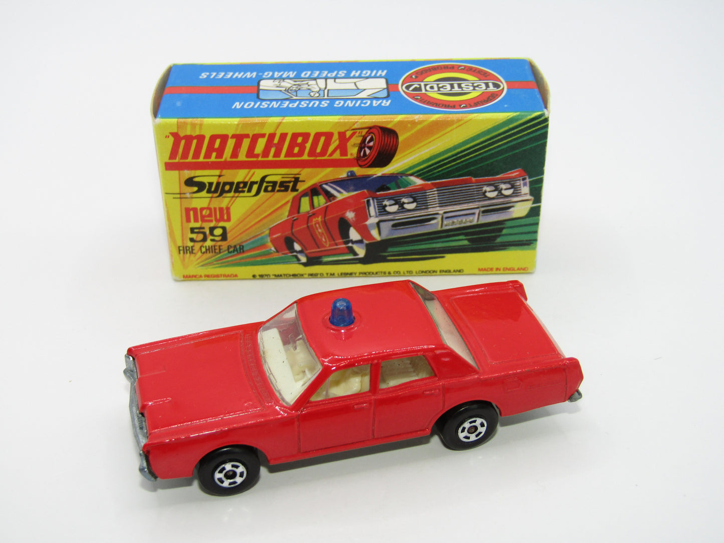 Matchbox Superfast 59B Mercury Fire Chief Car NO LABELS - 5 Spoke Wheels