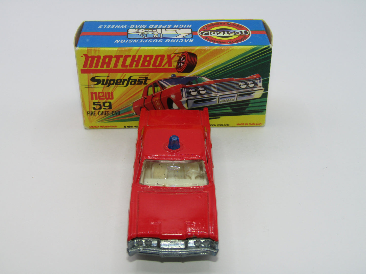 Matchbox Superfast 59B Mercury Fire Chief Car NO LABELS - 5 Spoke Wheels