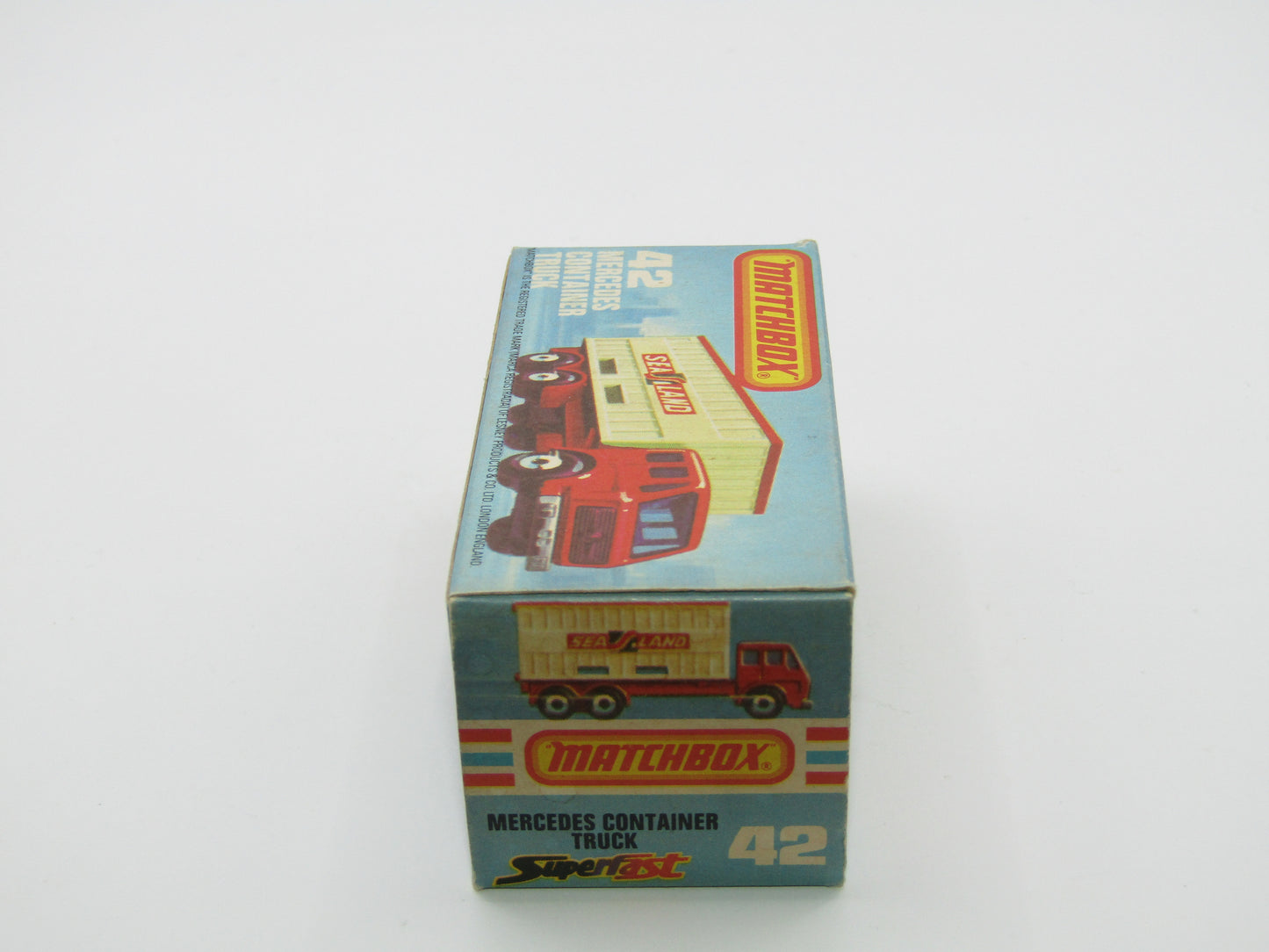 Matchbox Superfast 42C Mercedes Container Truck BLUE Kardstadt Labels