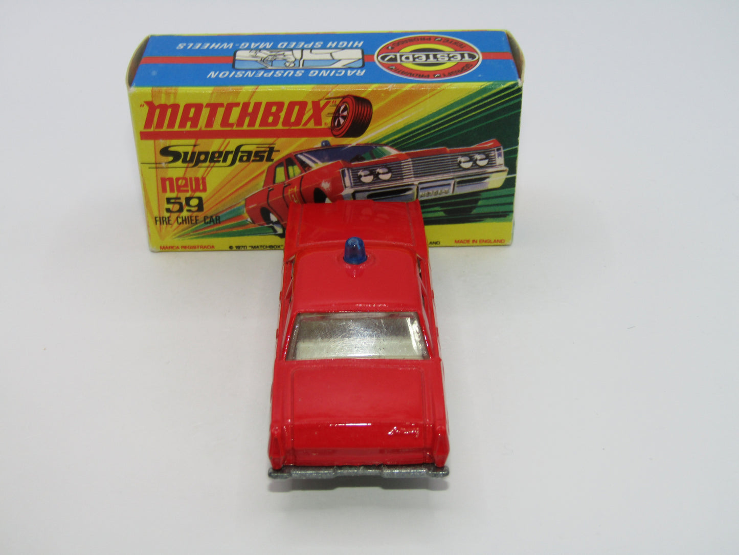 Matchbox Superfast 59B Mercury Fire Chief Car NO LABELS - 5 Spoke Wheels