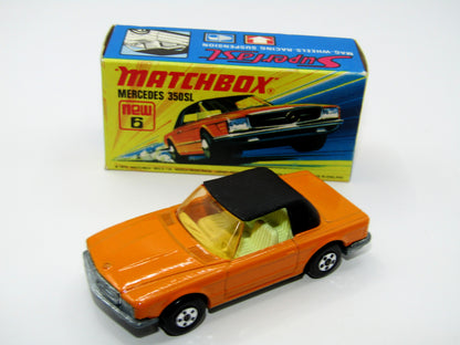 Matchbox Superfast 6B Mercedes 350SL Orange, 5 Spoke Wheels