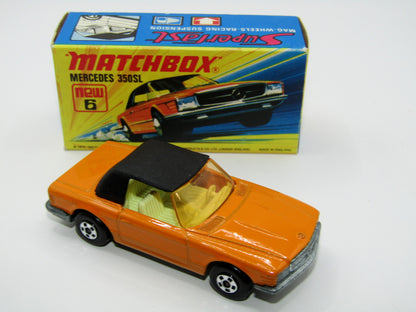 Matchbox Superfast 6B Mercedes 350SL Orange, 5 Spoke Wheels