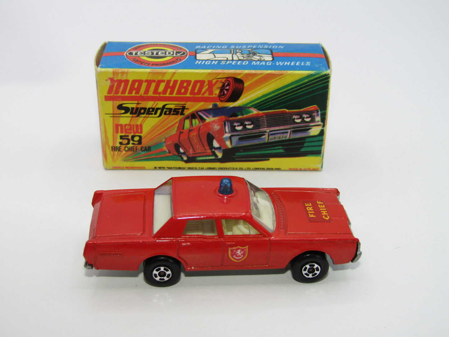 Matchbox Superfast 59B Mercury Fire Chief Car Square Label & Shield Labels