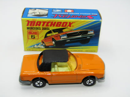 Matchbox Superfast 6B Mercedes 350SL Orange, 5 Spoke Wheels