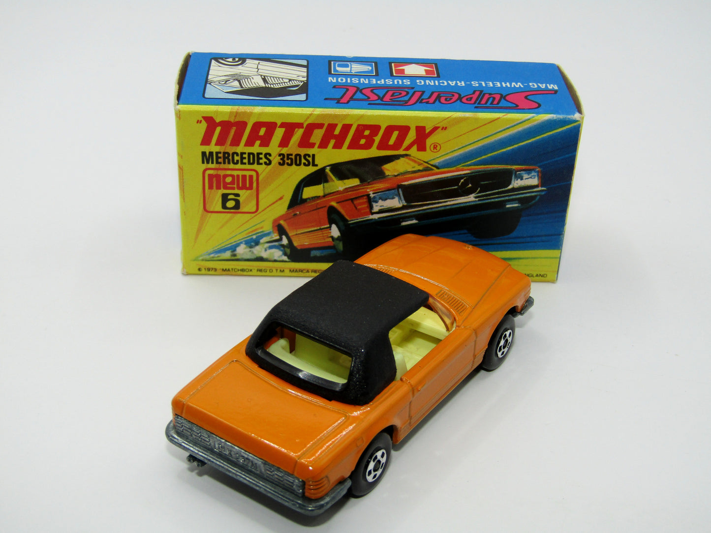 Matchbox Superfast 6B Mercedes 350SL Orange, 5 Spoke Wheels