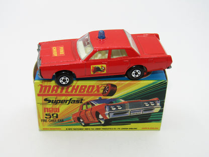 Matchbox Superfast 59B Mercury Fire Chief Car BRIGHT Fire Chief Label