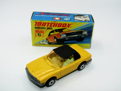 Matchbox Superfast 6B Mercedes 350SL LIGHT Yellow 5 Arch wheels