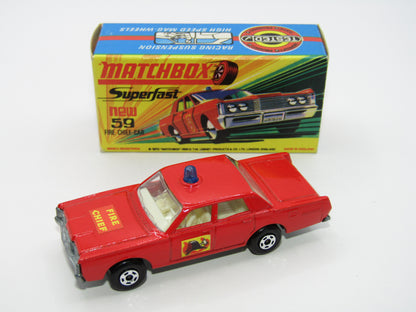 Matchbox Superfast 59B Mercury Fire Chief Car BRIGHT Fire Chief Label