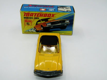Matchbox Superfast 6B Mercedes 350SL LIGHT Yellow 5 Arch wheels