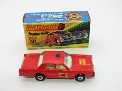 Matchbox Superfast 59B Mercury Fire Chief Car BRIGHT Fire Chief Label
