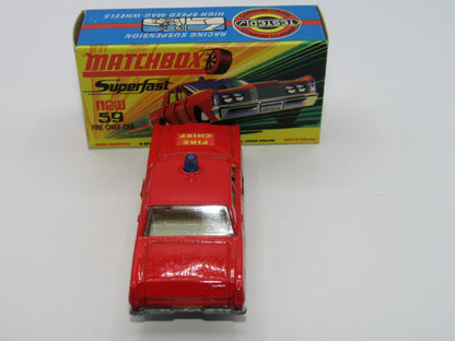 Matchbox Superfast 59B Mercury Fire Chief Car BRIGHT Fire Chief Label