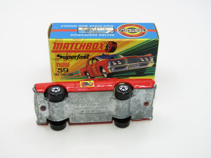 Matchbox Superfast 59B Mercury Fire Chief Car BRIGHT Fire Chief Label