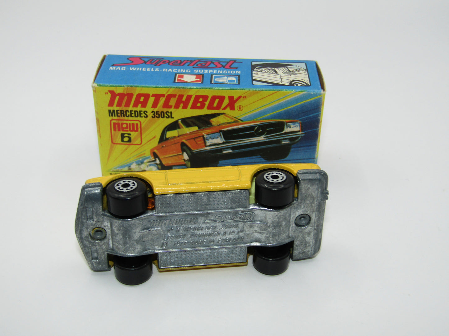 Matchbox Superfast 6B Mercedes 350SL LIGHT Yellow 5 Arch wheels