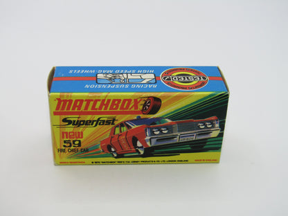 Matchbox Superfast 59B Mercury Fire Chief Car BRIGHT Fire Chief Label