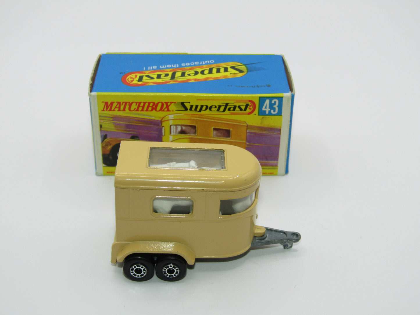 Matchbox Superfast 43A Pony Trailer Dot Dash Wheels Unpainted Base Green Door