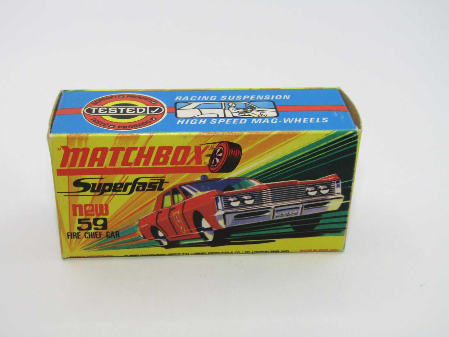 Matchbox Superfast 59B Mercury Fire Chief Car BRIGHT Fire Chief Label