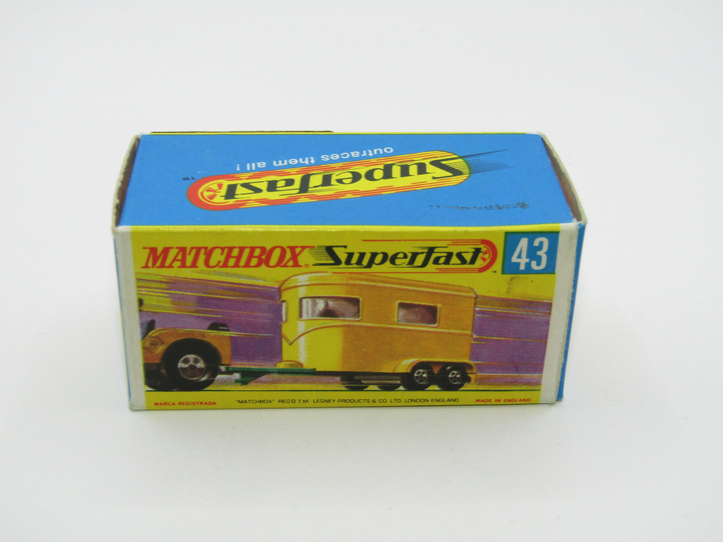 Matchbox Superfast 43A Pony Trailer Dot Dash Wheels Unpainted Base Green Door