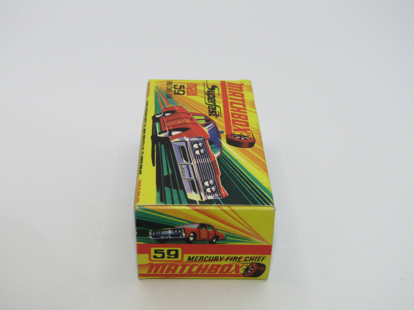 Matchbox Superfast 59B Mercury Fire Chief Car BRIGHT Fire Chief Label