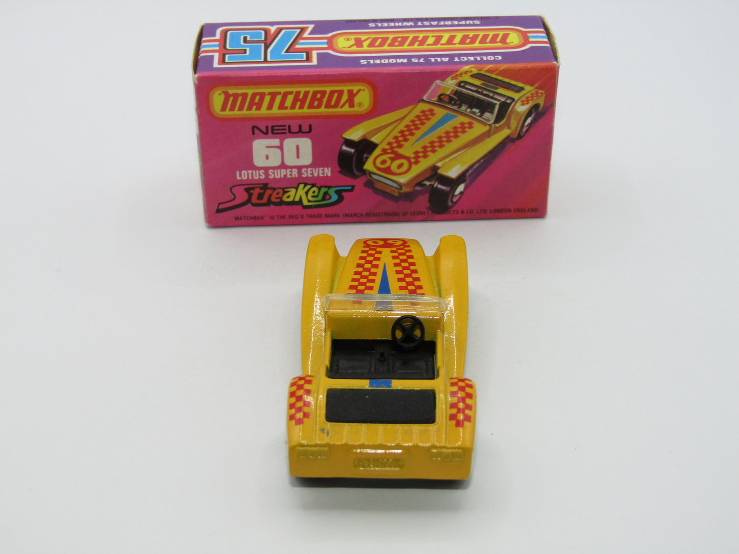 Matchbox Superfast 60B Lotus Super Seven Streakers Issue Darker Yellow