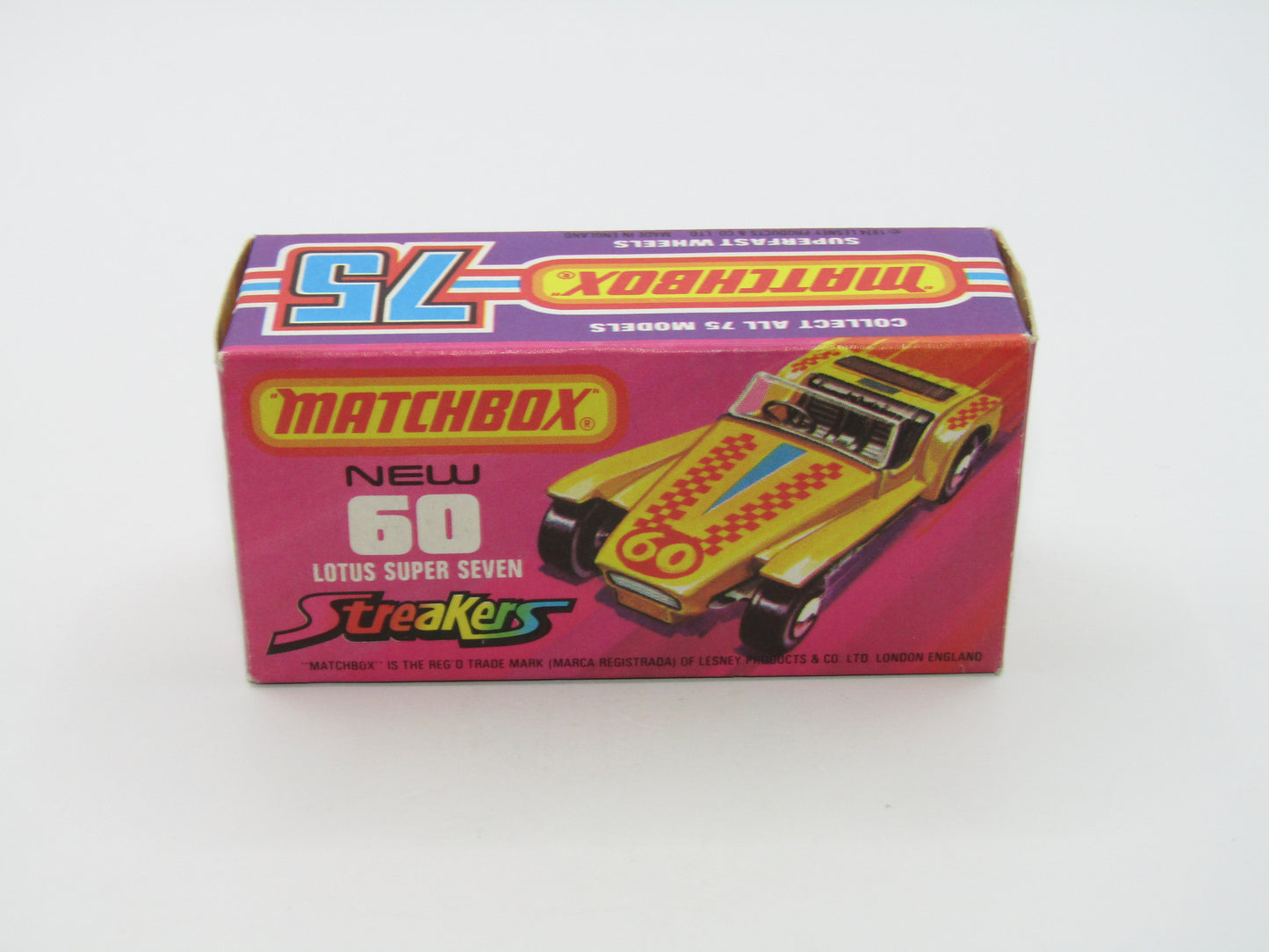 Matchbox Superfast 60B Lotus Super Seven Streakers Issue Darker Yellow