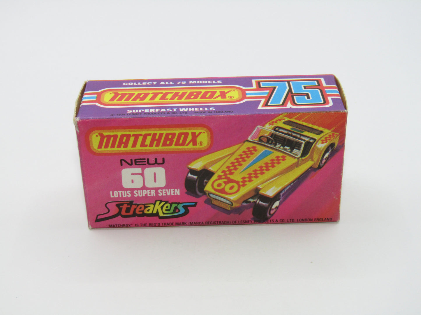Matchbox Superfast 60B Lotus Super Seven Streakers Issue Darker Yellow