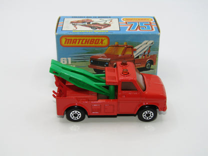Matchbox Superfast 61B Wreck Truck Red, GREEN Booms, Red Hooks