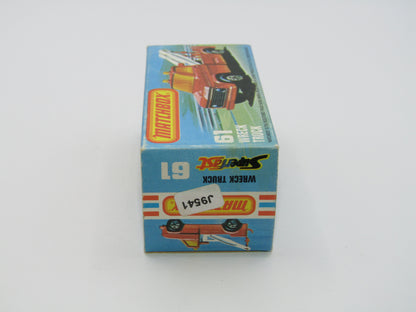 Matchbox Superfast 61B Wreck Truck Red, GREEN Booms, Red Hooks