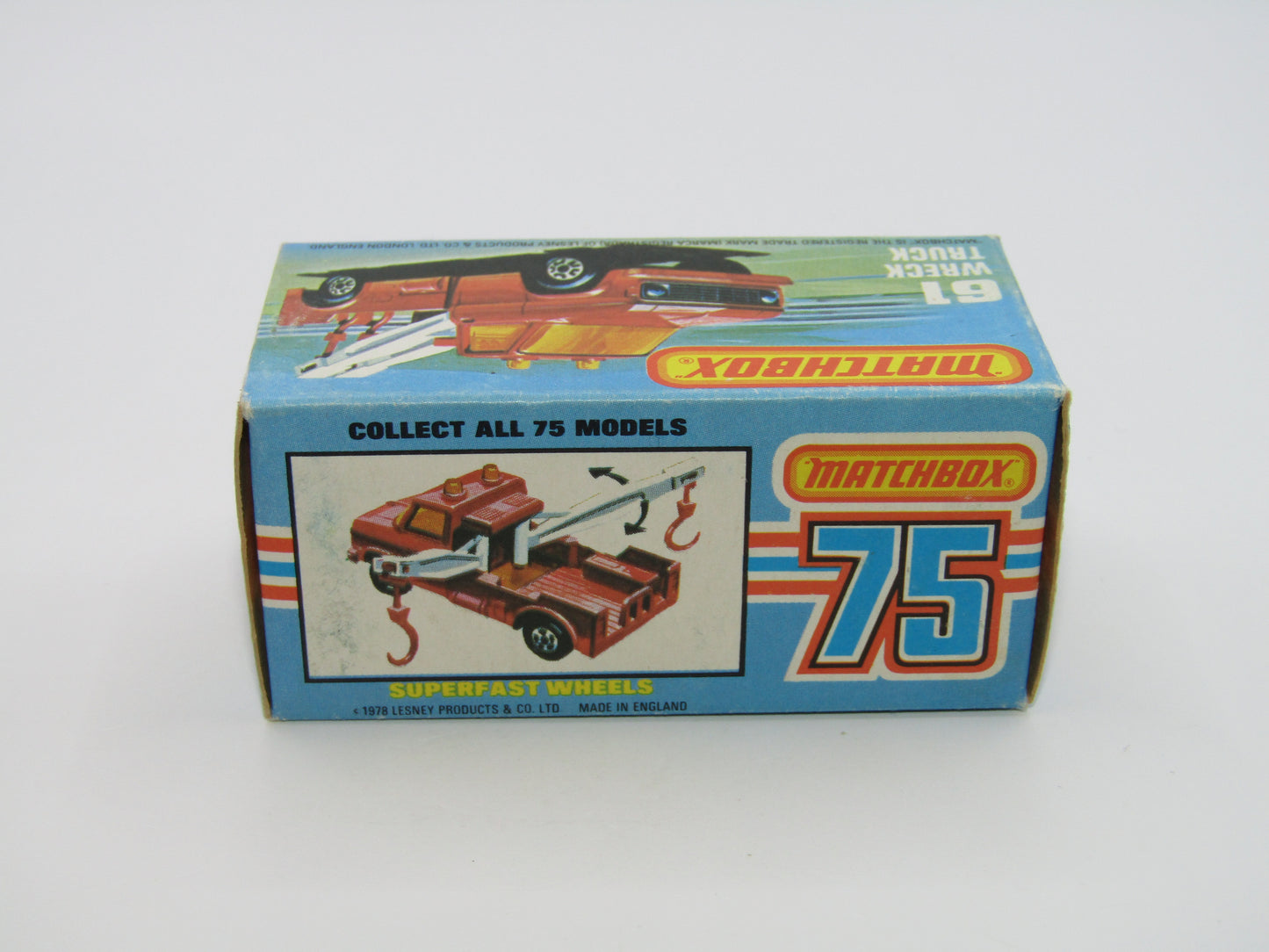 Matchbox Superfast 61B Wreck Truck Red, GREEN Booms, Red Hooks